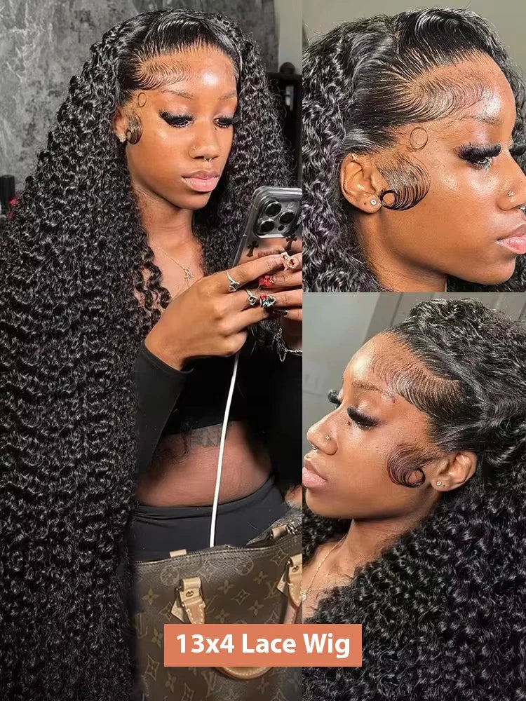 Curly 13x6 HD Lace Front Human Hair Wigs Pre Plucked 38 Inch Real Human Hair 13x4 Deep Wave Lace Frontal Wig Glueless Brazilian